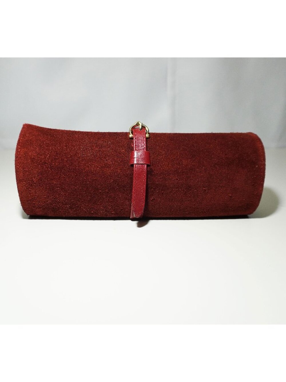 VTG 70s Les Must de Cartier Paris Burgundy Suede Leather Jewelry Travel Pouch